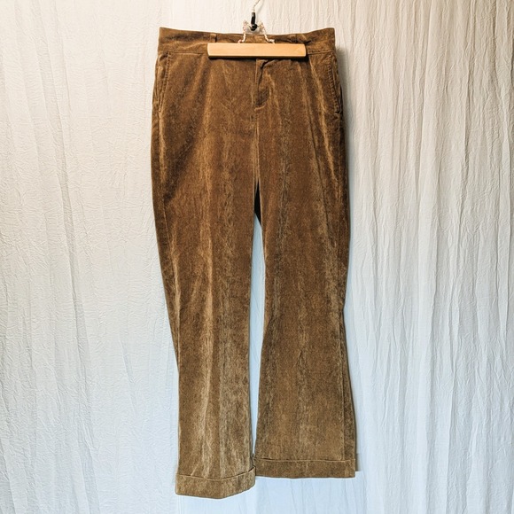 Coldwater Creek Corduroy Brown Wide Cuff Leg Dress Pants Size 10 - Picture 1 of 5